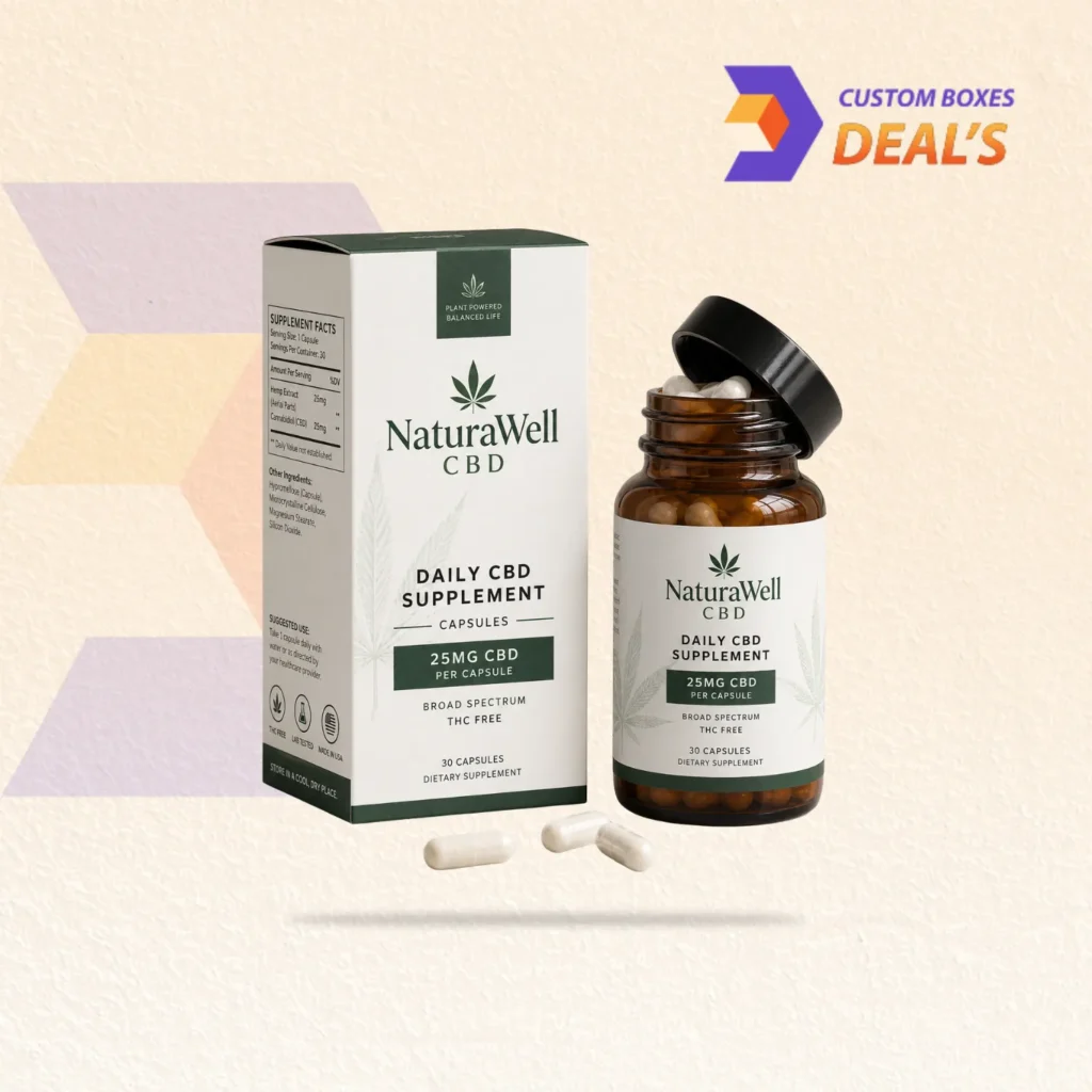 Custom CBD Supplement Boxes with premium packaging design for CBD supplement products