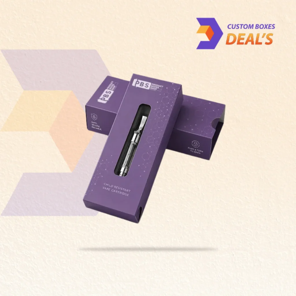Wholesale child-resistant vape boxes customized with logos, product details and brand colors