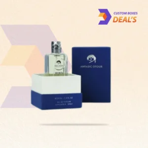 Luxury clamshell-style fragrance box designed for elegant unboxing and branded product presentation.