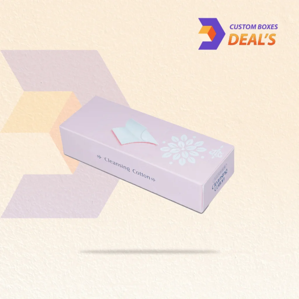 Branded cleansing cotton packaging boxes designed for cosmetic and skincare products