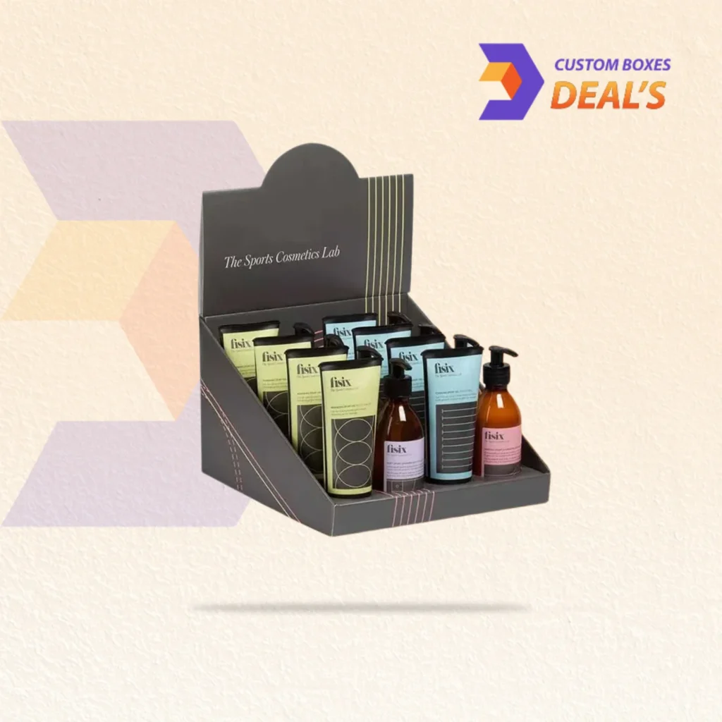 Display packaging boxes for retail products.