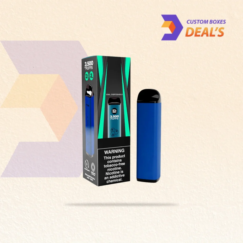 Open disposable vape box with a fitted paper insert securing the device during presentation
