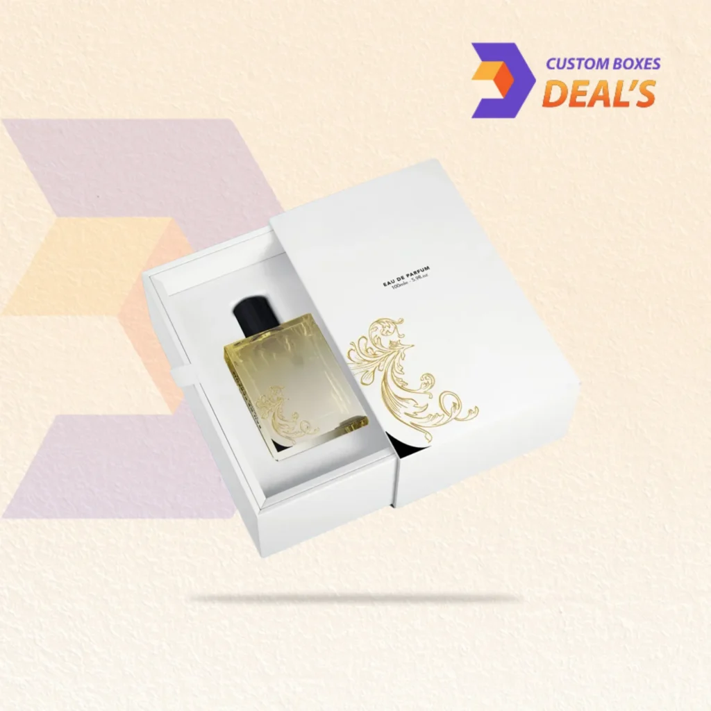 Custom empty perfume boxes with printed branding for fragrance bottles and premium retail presentation.