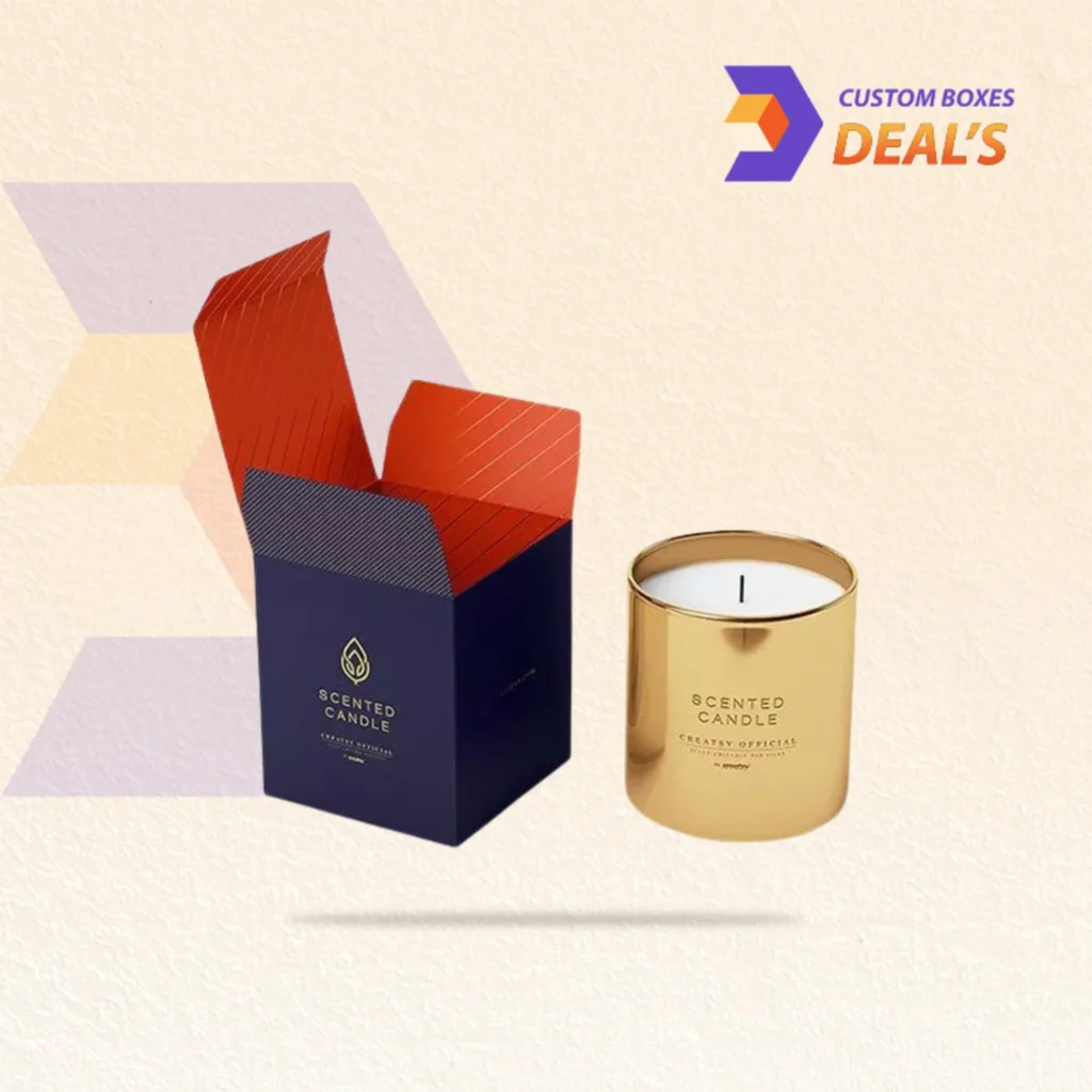Branded candle boxes with silver foil details for a professional product display