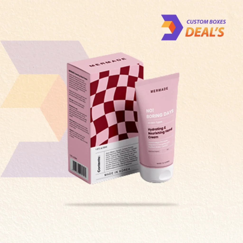 Hand cream packaging designed for skincare, moisturizing, and beauty care products
