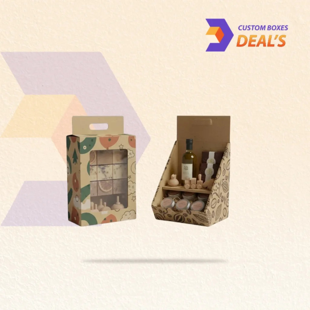 Custom kraft display boxes for countertop and shelf product presentation