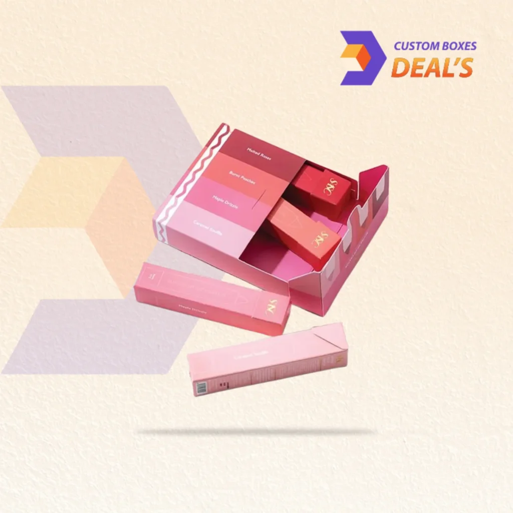 Custom lipstick boxes designed for makeup, beauty, and cosmetic packaging products