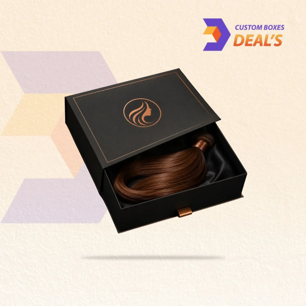 Luxury magnetic hair boxes with custom logo printing for elegant wig and extension presentation
