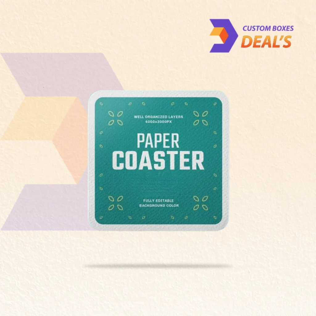Custom paper coasters printed with business logos for restaurants, bars, and events
