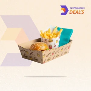 Printed disposable food trays designed for restaurants, cafés, and concession stands