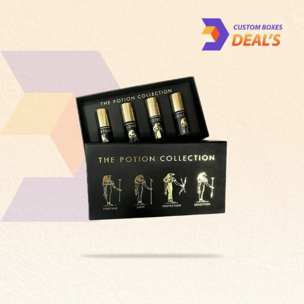 Perfume roller boxes with custom printing for rollerball fragrance bottles and premium retail presentation.
