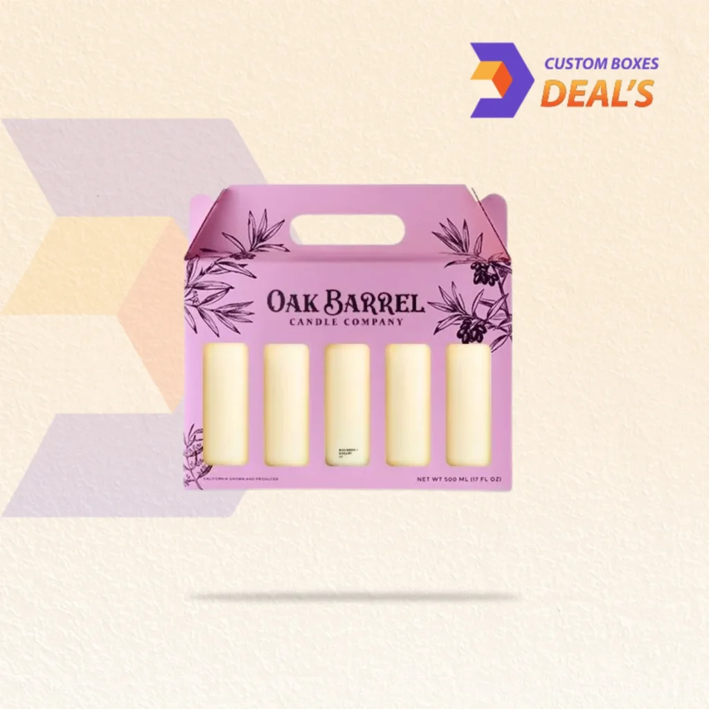 Custom pillar candle boxes with fitted dimensions and branded printing for retail packaging