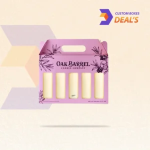 Custom pillar candle boxes with fitted dimensions and branded printing for retail packaging