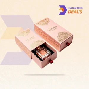 Pink perfume boxes with custom branding for fragrance bottles, gift sets, and premium retail presentation.