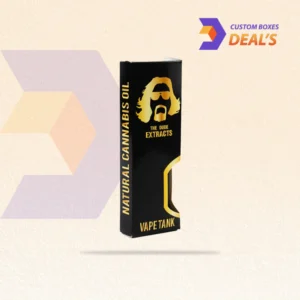 Open empty vape cartridge box with a protective insert and custom printed branding