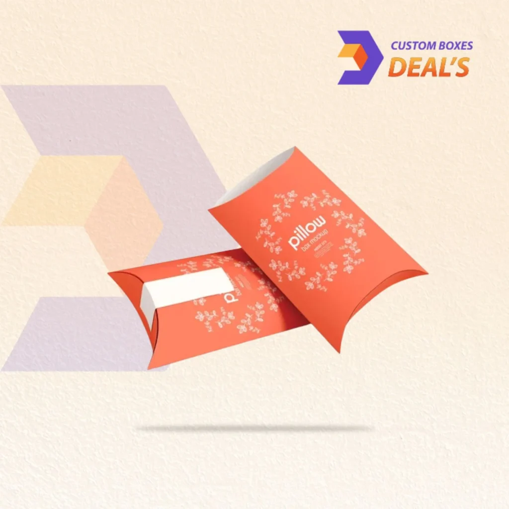 Personalized matte finish pillow boxes with smooth branded designs for retail products and special events