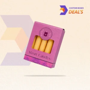 Custom taper candle boxes with logo printing for elegant retail presentation