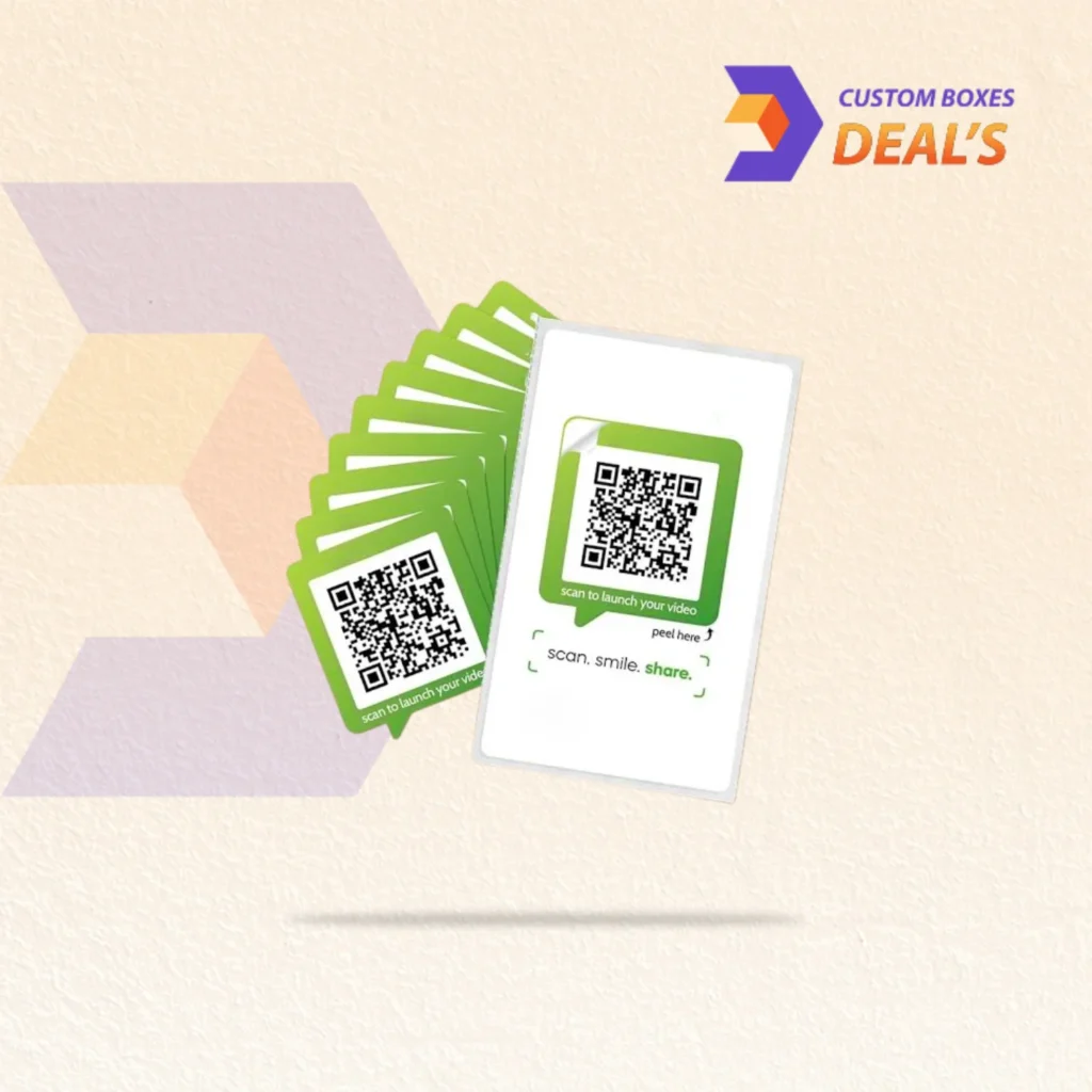 Custom QR code stickers printed with business logos for product packaging and promotions