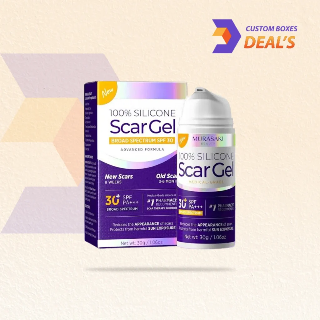 Custom scar gel packaging designed for skincare, scar treatment, and cosmetic products