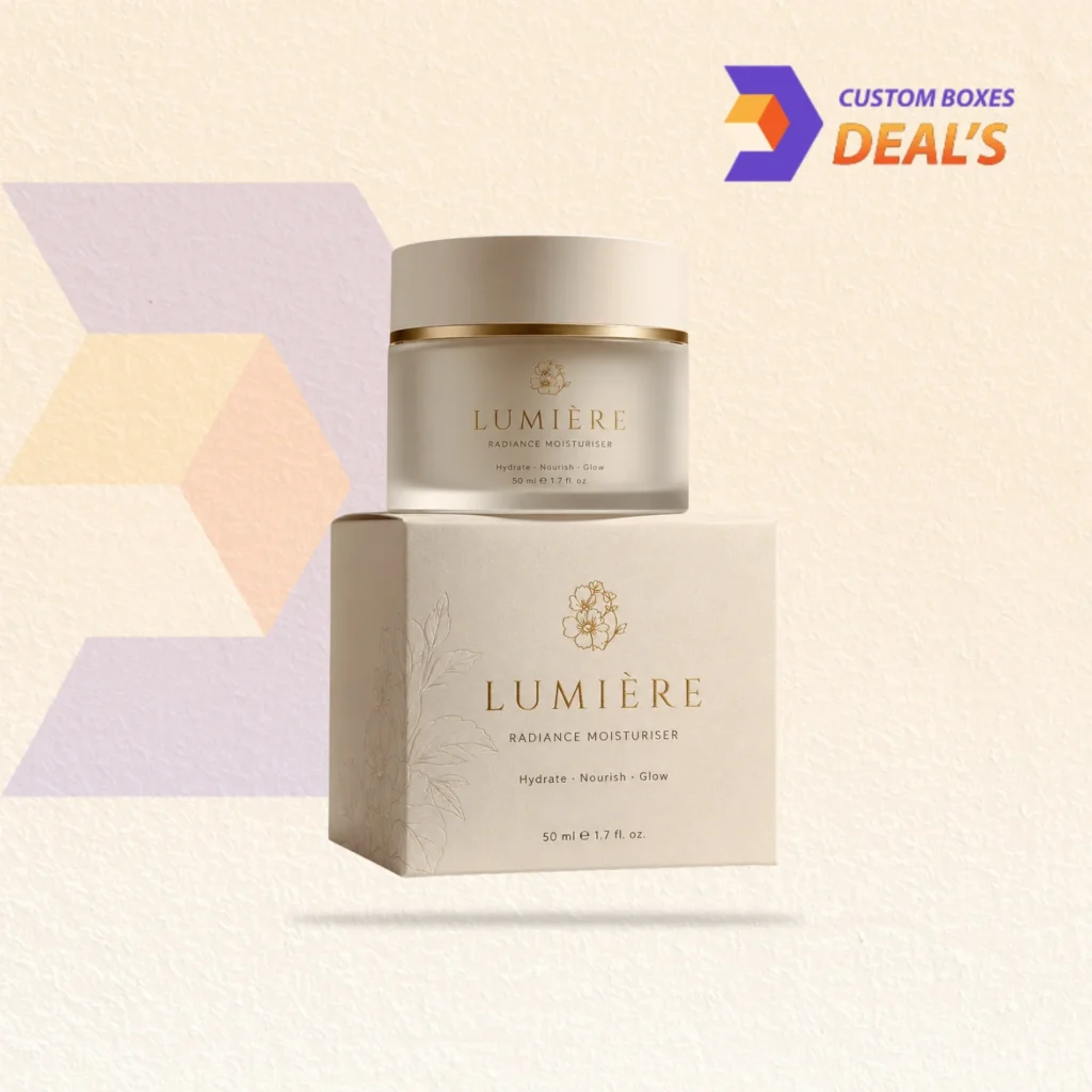 Custom skincare packaging designed for creams, serums, lotions, and beauty products