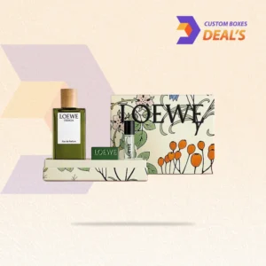 Sustainable perfume packaging featuring a clean custom design for fragrance bottles and retail display.