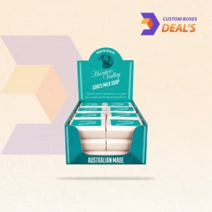 Custom teal soap boxes with elegant designs and durable packaging to enhance soap product presentation.