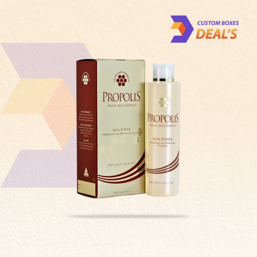 Custom printed toner boxes with logo branding for professional cosmetic packaging