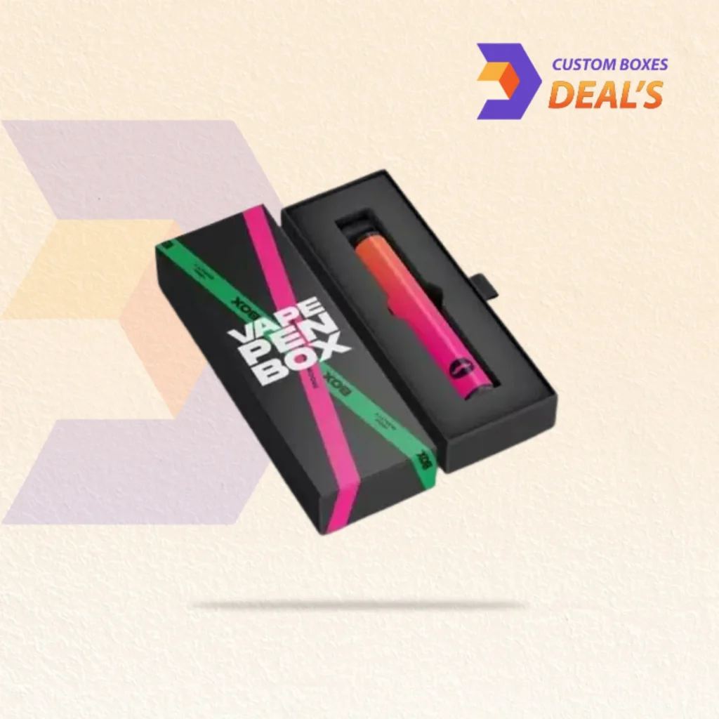 Open vape pen packaging box with a precision-cut insert holding the device securely
