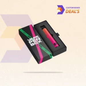 Open vape pen packaging box with a precision-cut insert holding the device securely