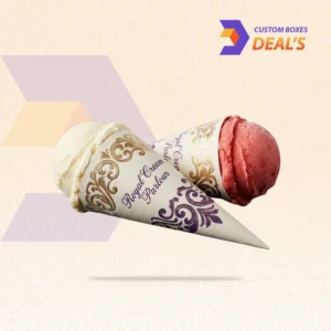 Branded cone sleeve packaging for gelato shops, cafés, and mobile dessert vendors