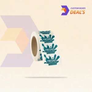 Printed die cut labels on rolls with custom logos and branded artwork