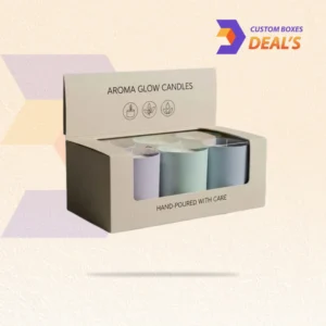 Branded candle display boxes for presentation.