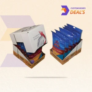 Printed sachet display boxes for store counters.