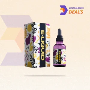 E-liquid packaging carton with a die-cut window displaying the vape juice bottle inside