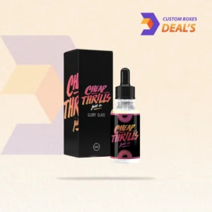 Branded e-liquid vape carton featuring a clear window for visible bottle presentation