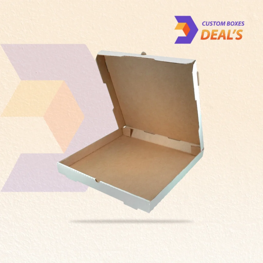 Unprinted empty pizza boxes for custom branding and restaurant packaging