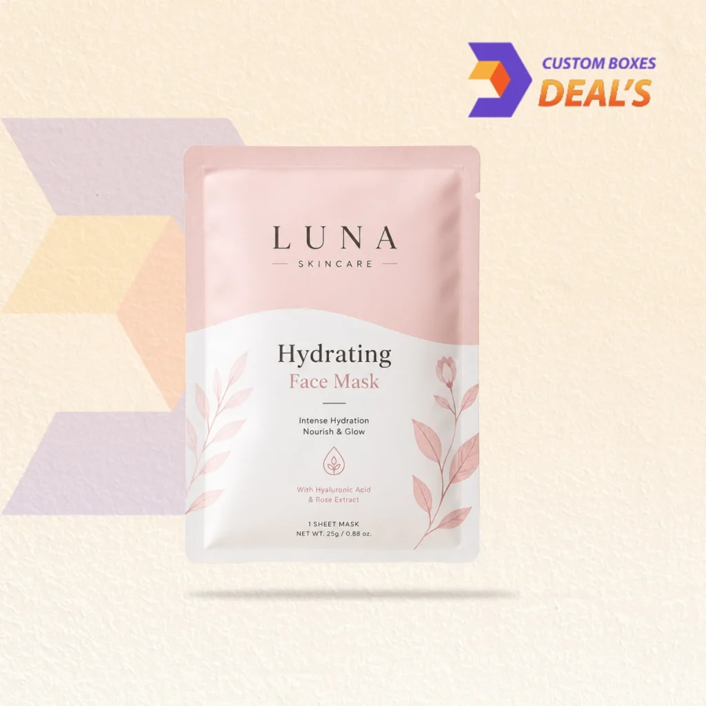 Premium face mask pouch for sheet masks, facial care products, and retail packaging