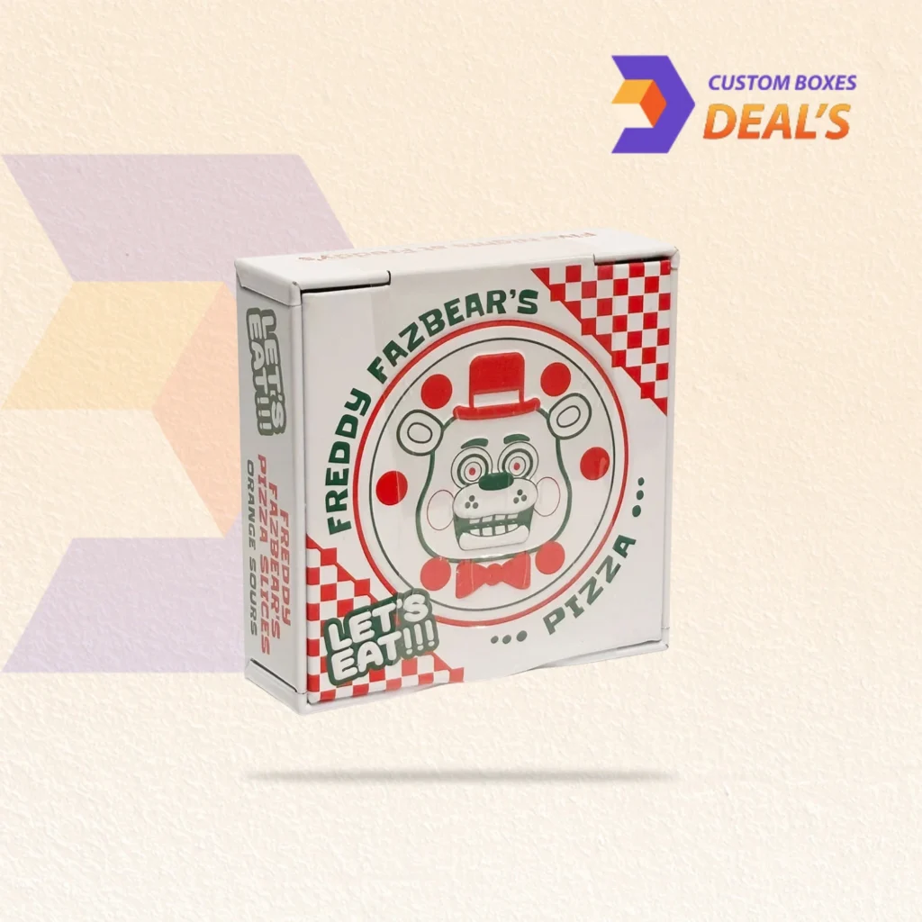 FNAF pizza boxes featuring themed artwork for parties and special events