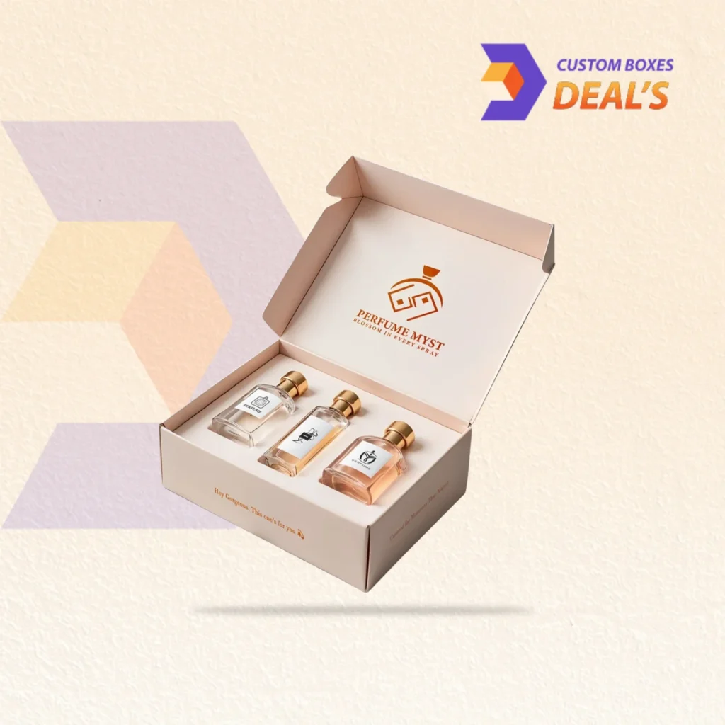 Branded perfume subscription packaging boxes for fragrance samples, discovery sets, and recurring orders.