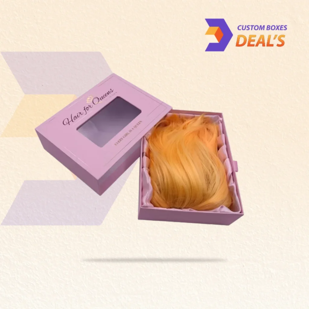 Branded hair extension and wig packaging boxes with drawer for attractive retail display