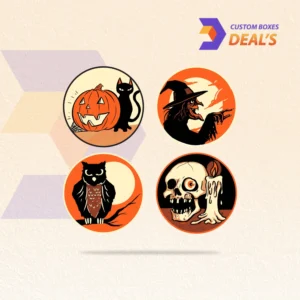 Custom Halloween stickers designed for treat bags, gift boxes, and product packaging