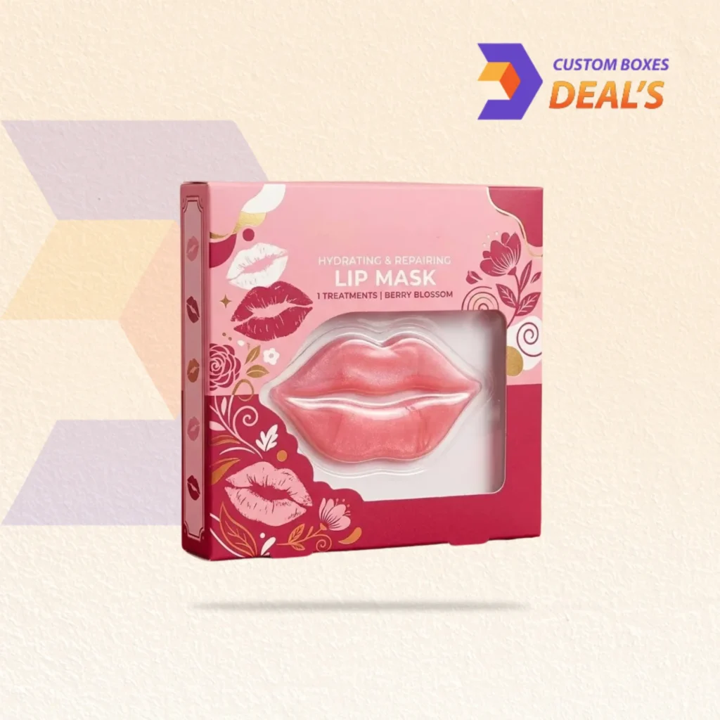 Custom lip mask packaging with branded design for cosmetic and beauty brands