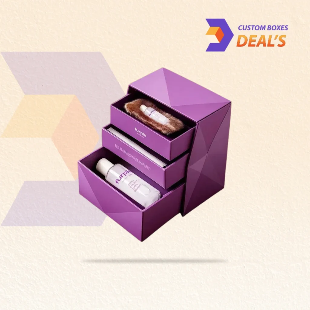 Printed drawer cosmetic boxes with professional branding for beauty and cosmetic brands