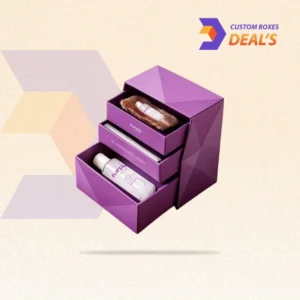 Printed drawer cosmetic boxes with professional branding for beauty and cosmetic brands