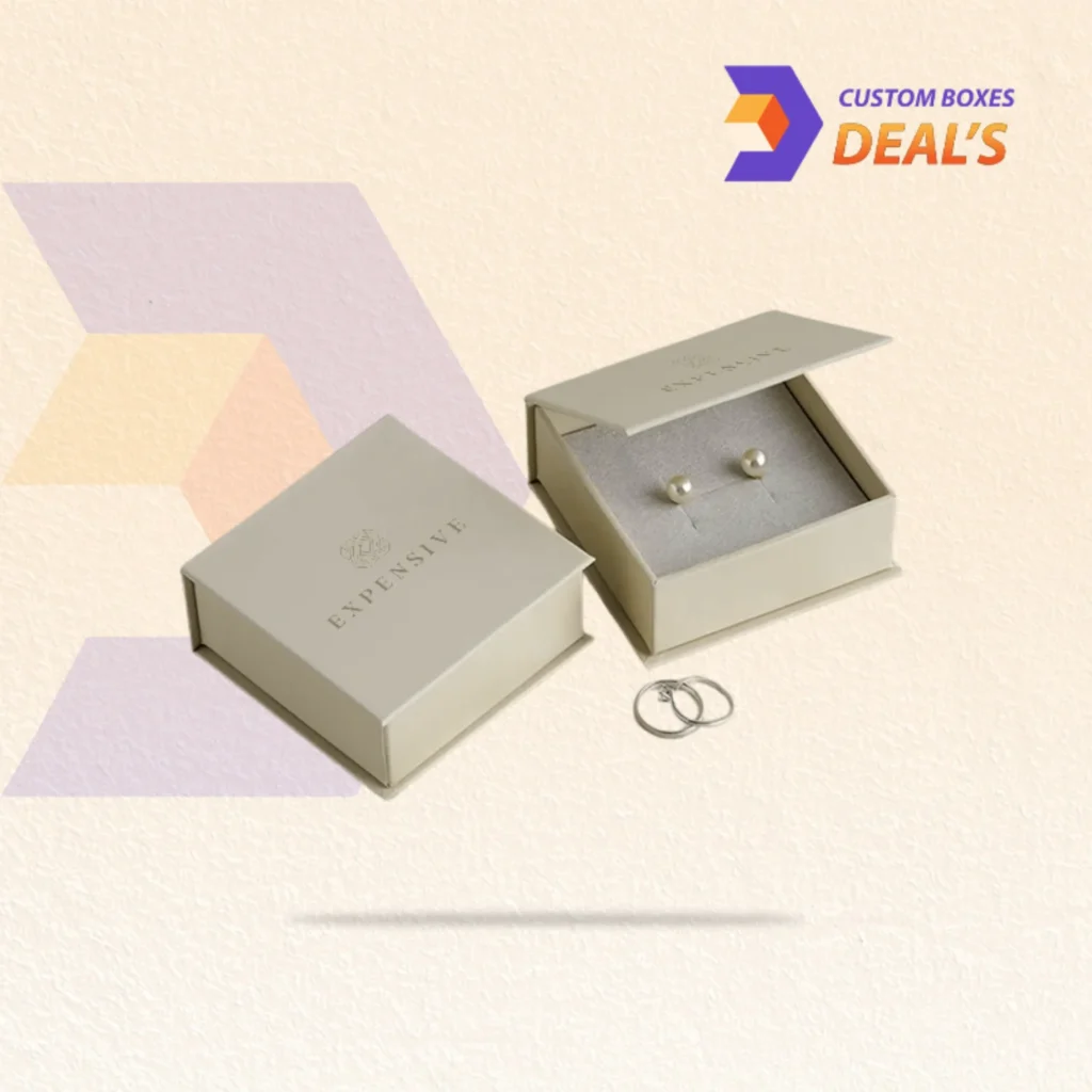 Custom printed earring gift packaging for jewelry brands, boutiques and online stores.