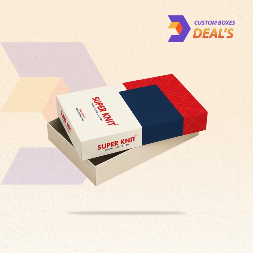 Custom printed hosiery packaging boxes with branded artwork for fashion and apparel businesses.