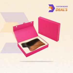 Premium pink magnetic closure boxes designed for wigs, hair bundles, and salon products