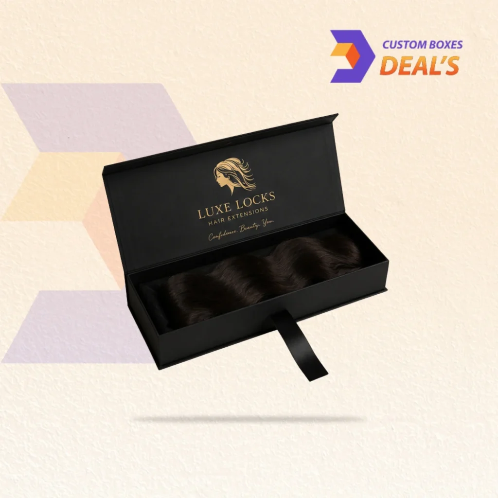 Durable custom hair extension boxes designed for stylish retail presentation