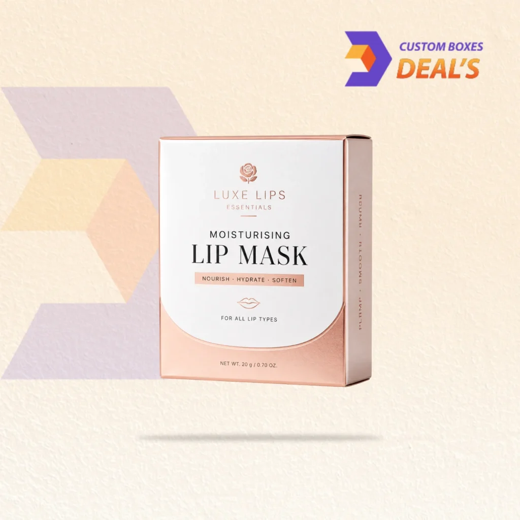 Printed moisturising lip mask boxes with professional branding for lip care and cosmetic products