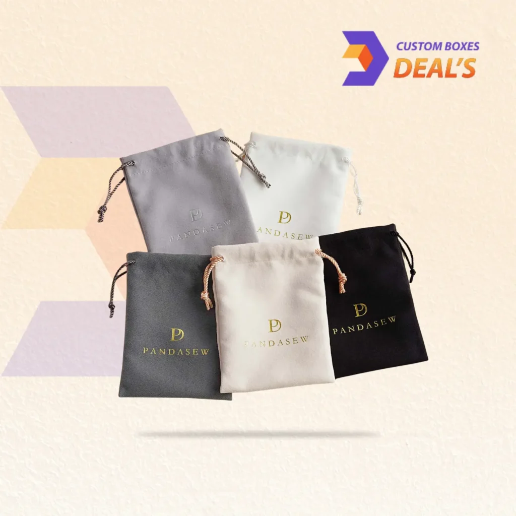 Custom Pandasew fabric bags designed for secure jewelry storage, gifting, and retail packaging